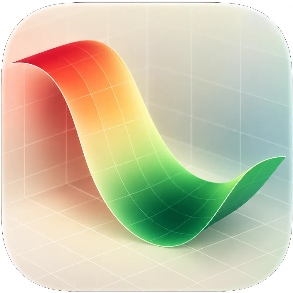 The KellyCalc app icon: a curve sweeping from red down to green